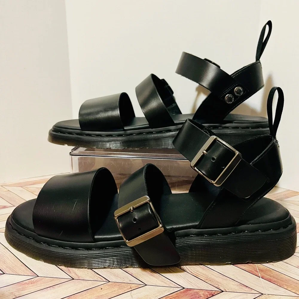 Dr Martens Gryphon Brando Leather Gladiator Sandals Men 14 Black Mono Gladiator
